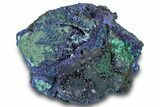 Sparkling Azurite Crystals on Fibrous Malachite - China #259659-1